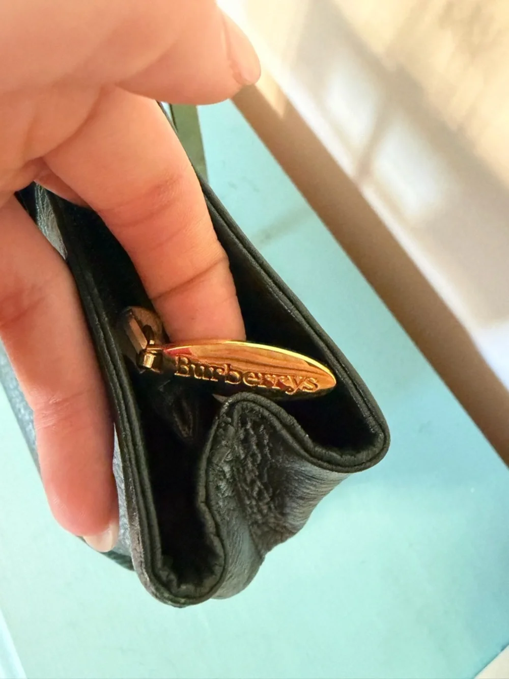 Burberry Dark Green Leather Tote with Gold Hardware - Picture 6 of 13